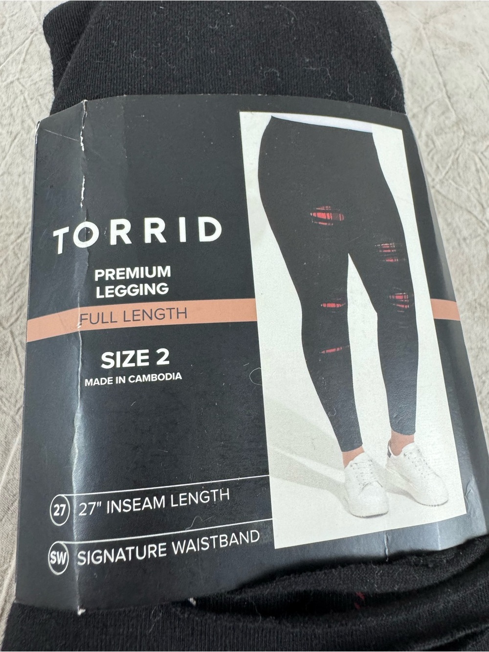 torrid Black Distressed Full-Length Leggings Halloween ripped up and plaid sz2